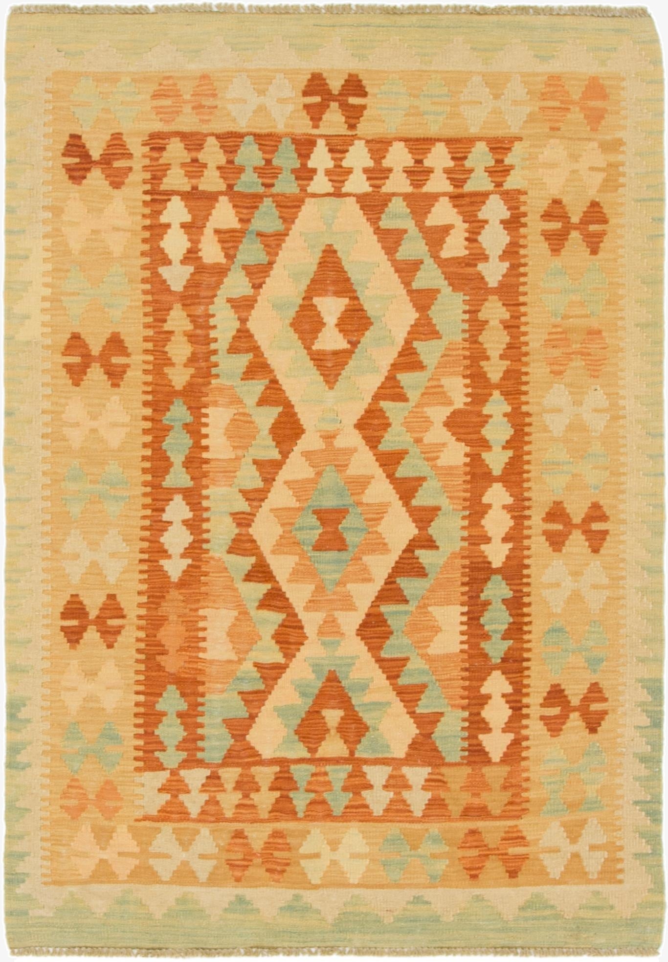  3' 4 x 4' 9  Hand Woven Kilim Waziri Wool Rug
