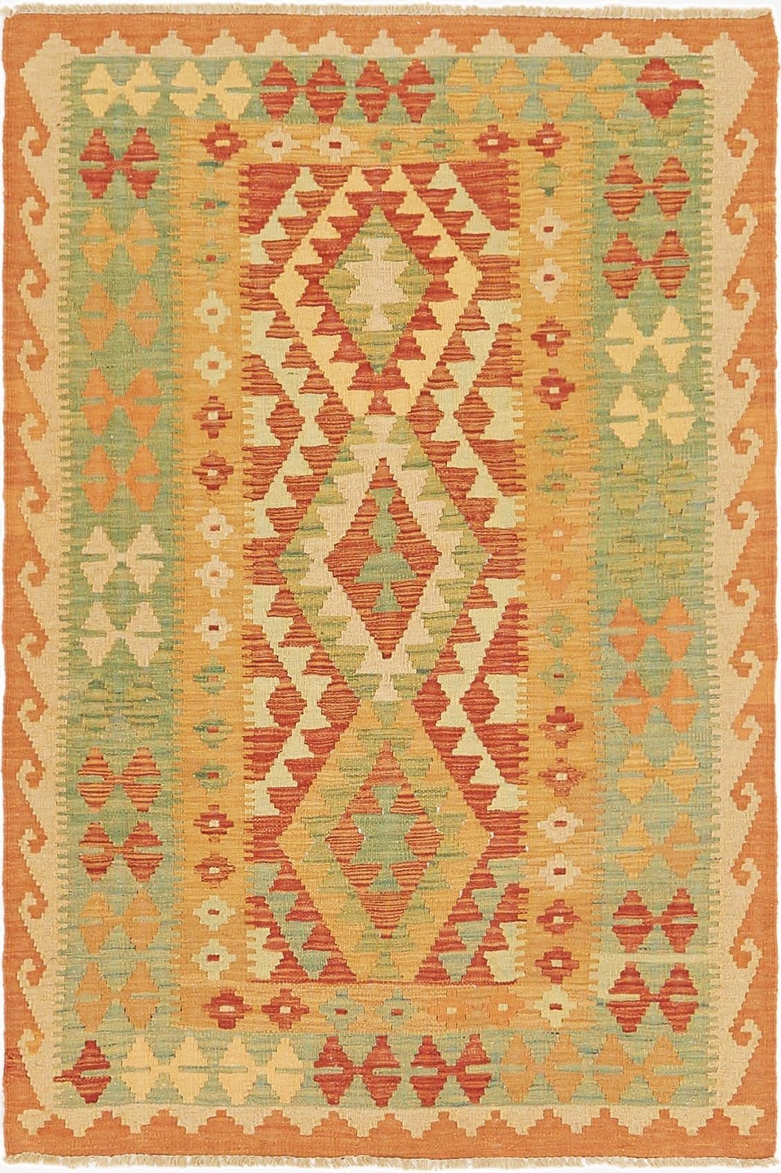  3' 2 x 5'  Hand Woven Kilim Waziri Wool Rug