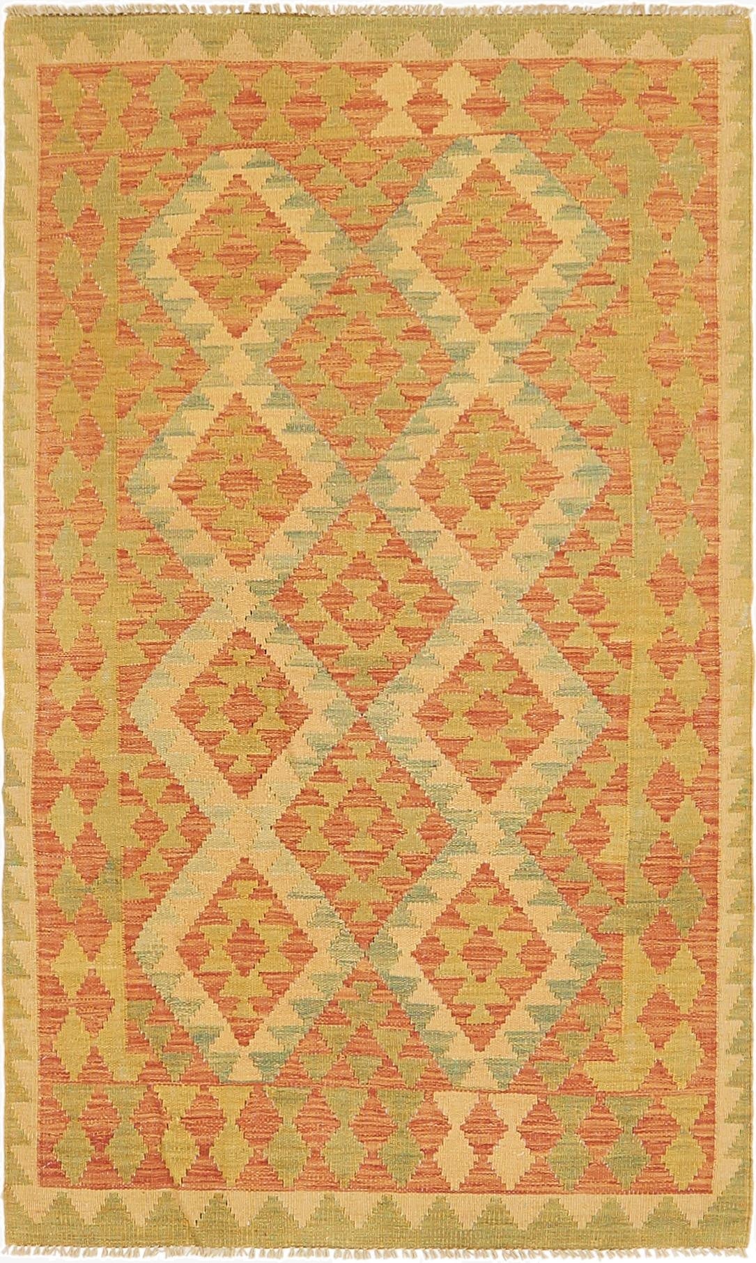  3' x 5' 2  Hand Woven Kilim Waziri Wool Rug