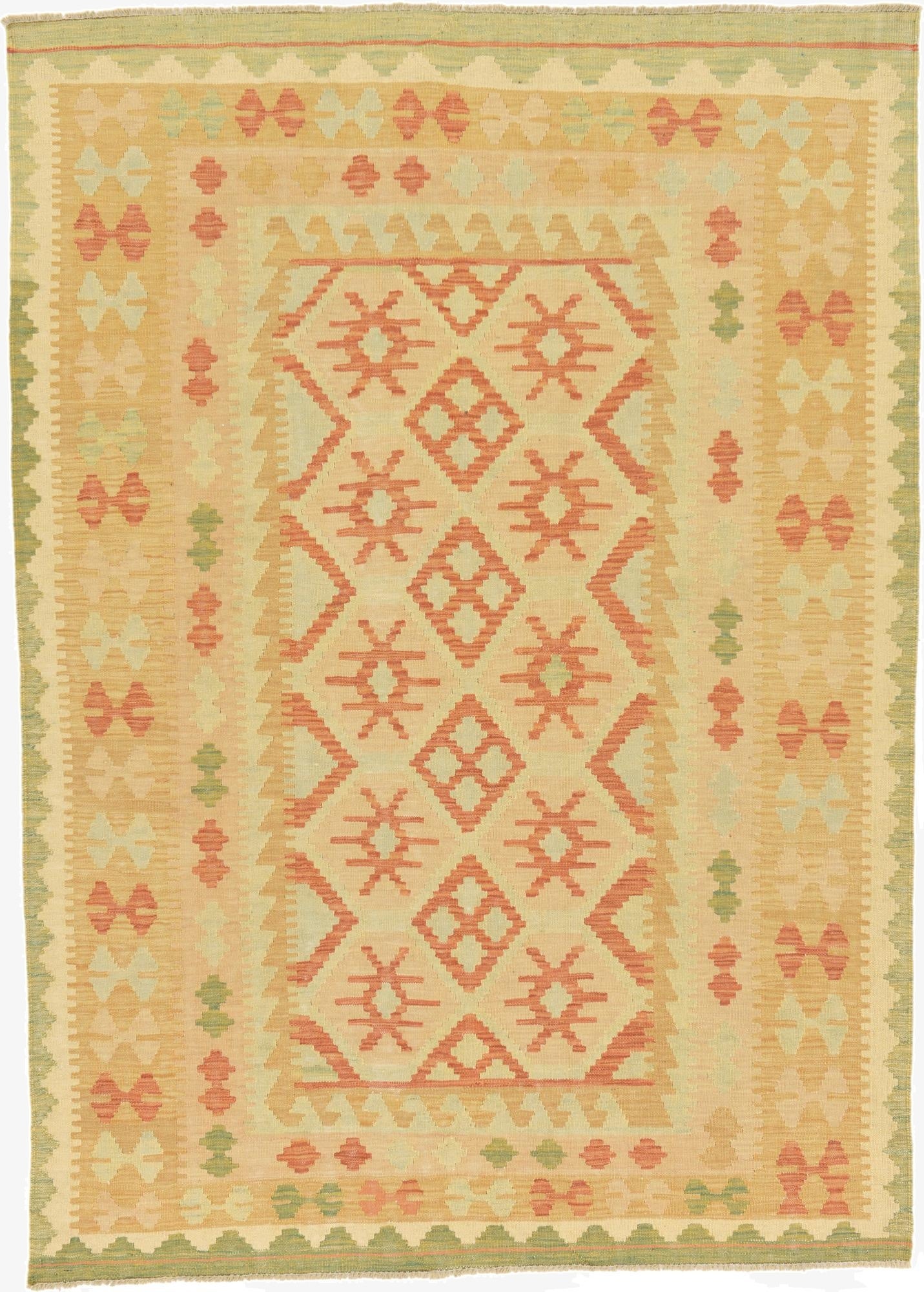  4' 9 x 6' 7  Hand Woven Kilim Waziri Wool Rug