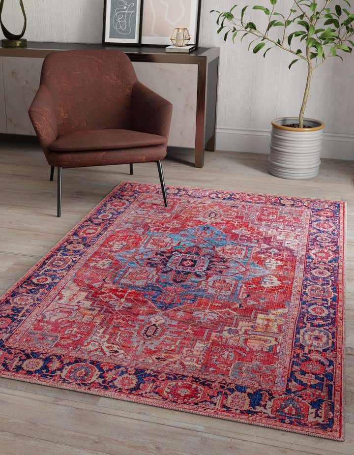 Rust Red 5' 3 x 8' Washable Maahru Rug | Rugs.com