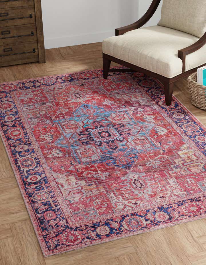 Rust Red 5' 3 x 8' Washable Maahru Rug | Rugs.com