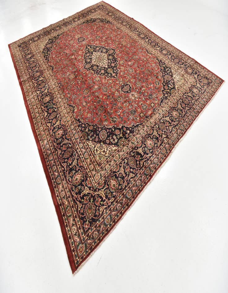 Detail image of  9' 7 x 12' 5  Hand Knotted Mashad Persian Wool Rug