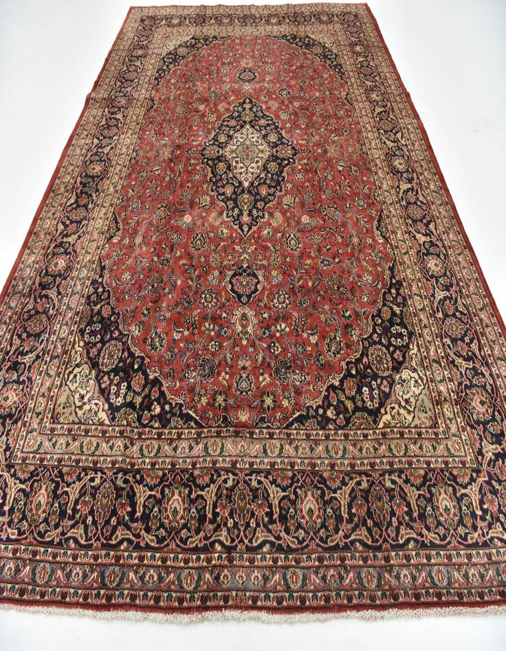 Detail image of  9' 7 x 12' 5  Hand Knotted Mashad Persian Wool Rug