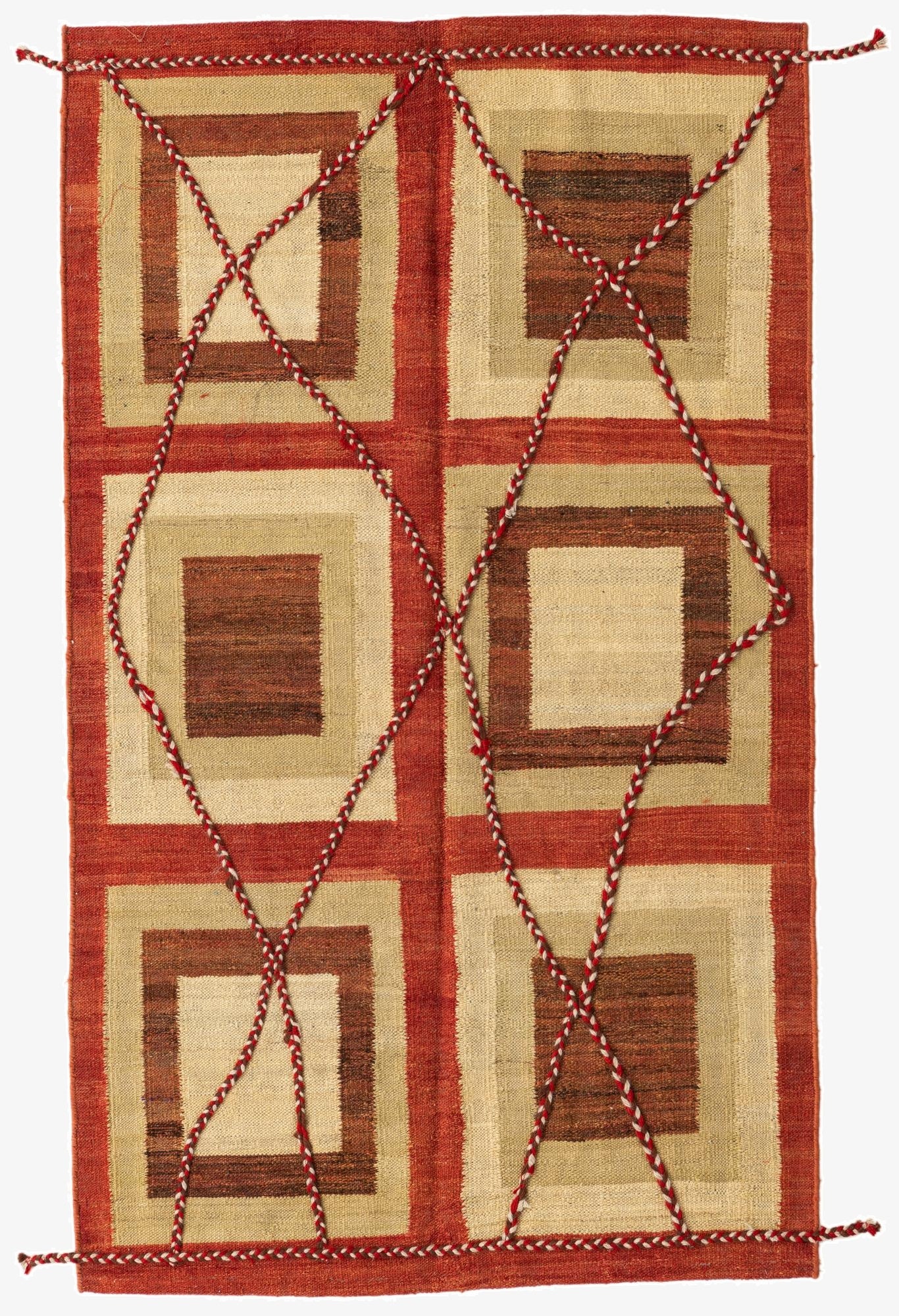  3' 8 x 6' 2  Hand Knotted Moroccan Wool Rug