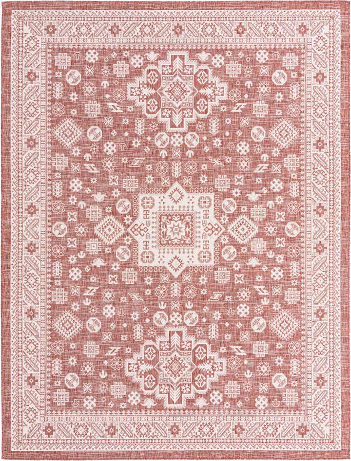Rust Red 10' x 13' Aztec Indoor / Outdoor Rug | Rugs.com