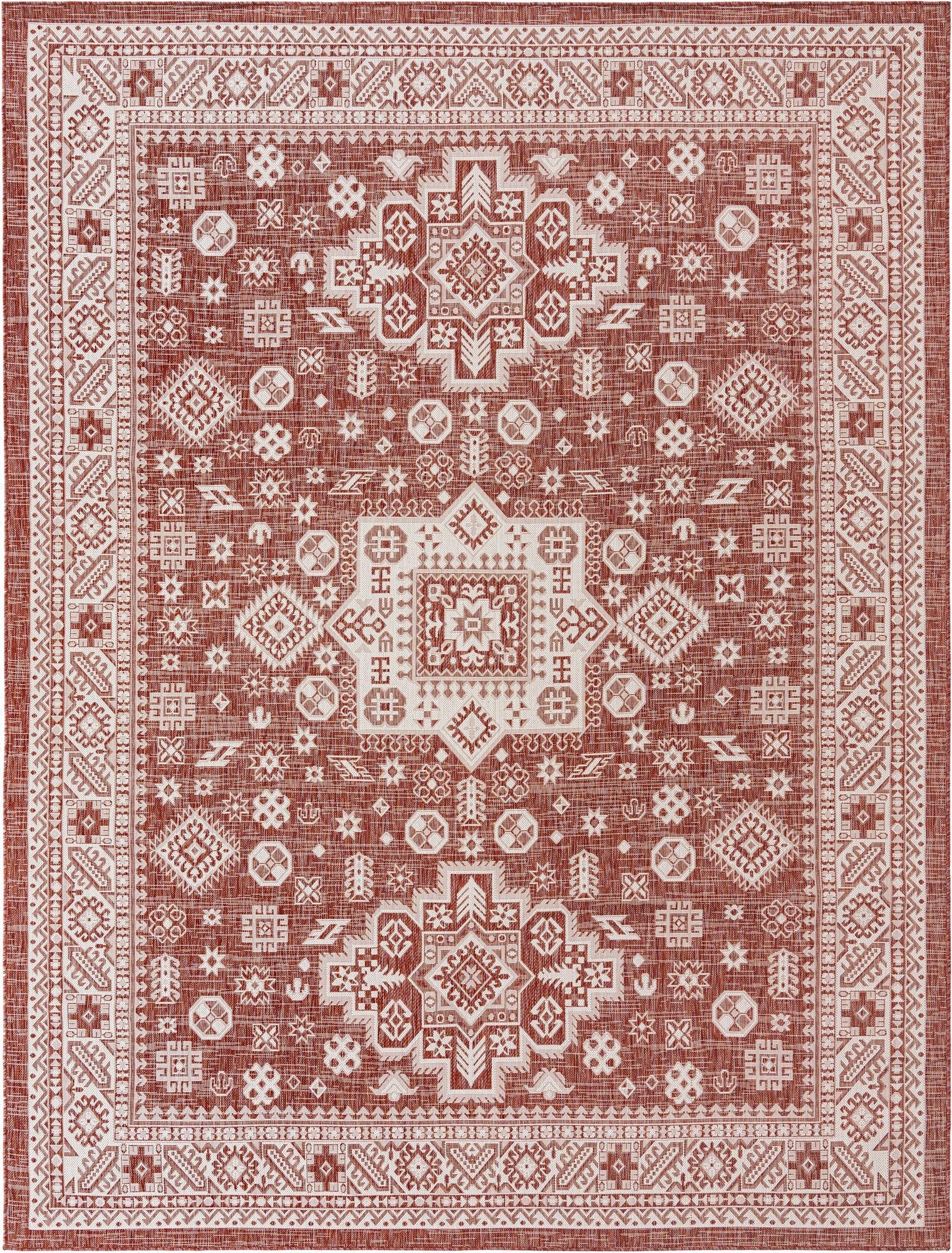  9' x 12'  Washable Aztec Indoor / Outdoor Rug
