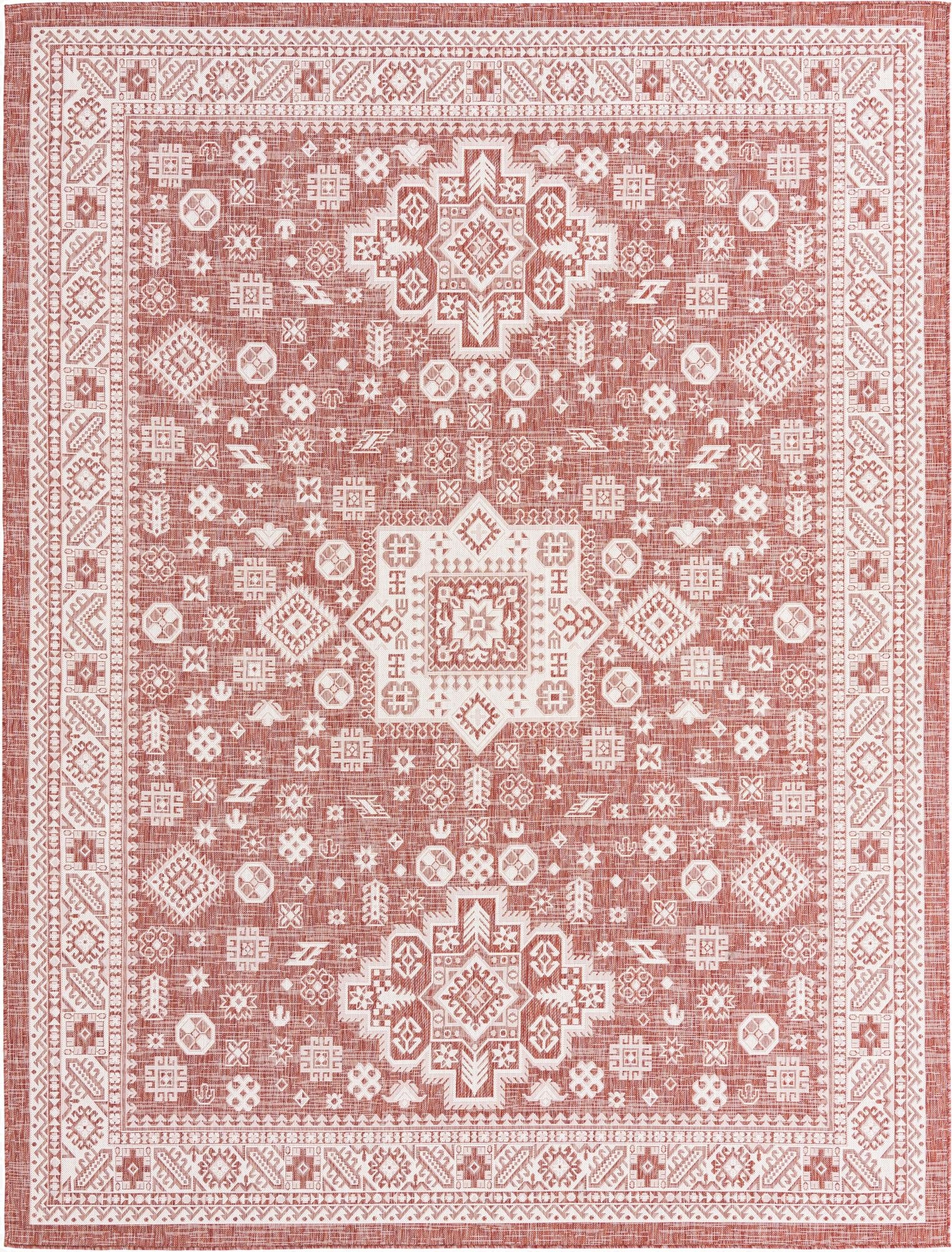  10' x 13'  Washable Aztec Indoor / Outdoor Rug