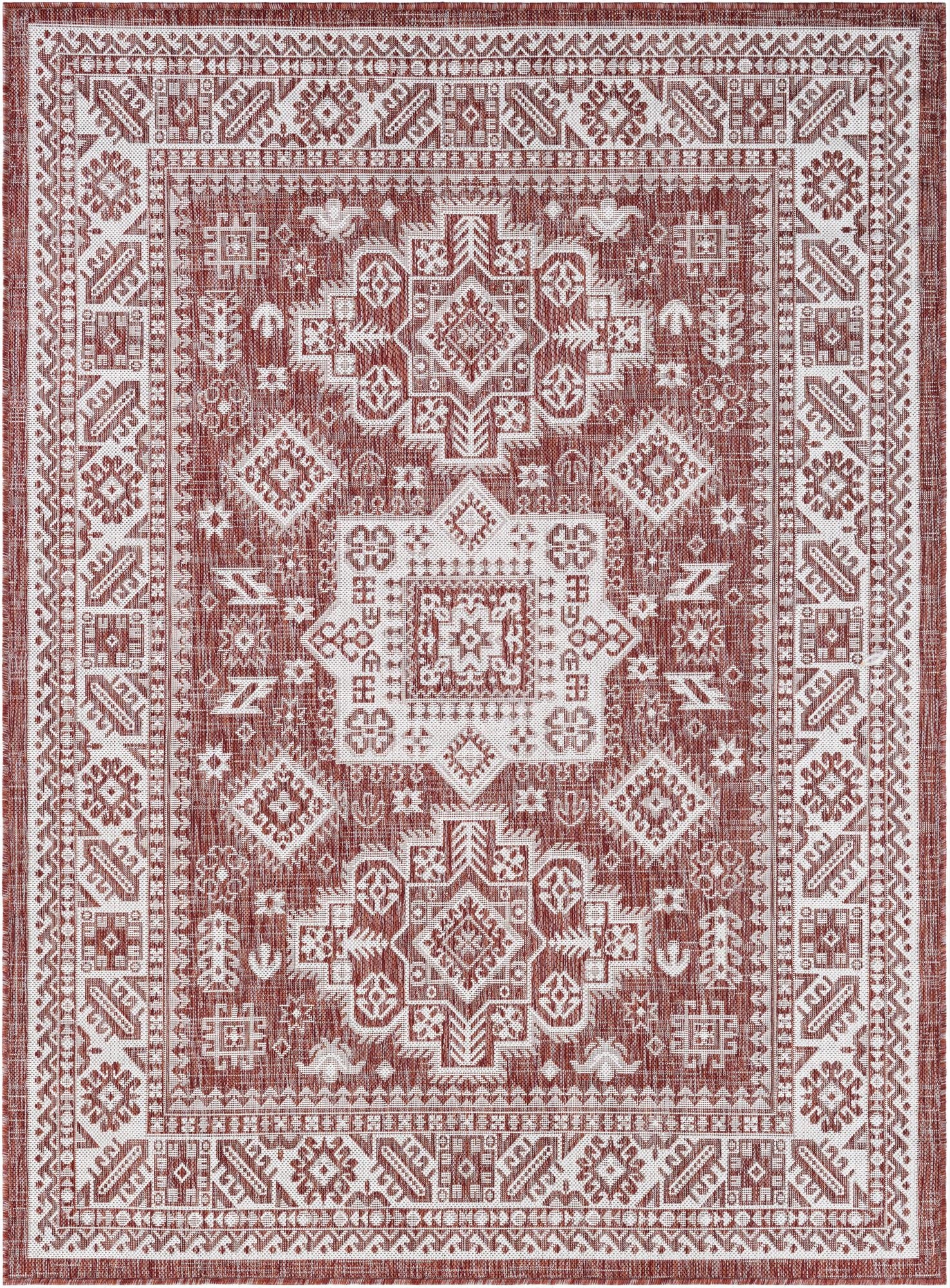  5' 3 x 7'  Washable Aztec Indoor / Outdoor Rug
