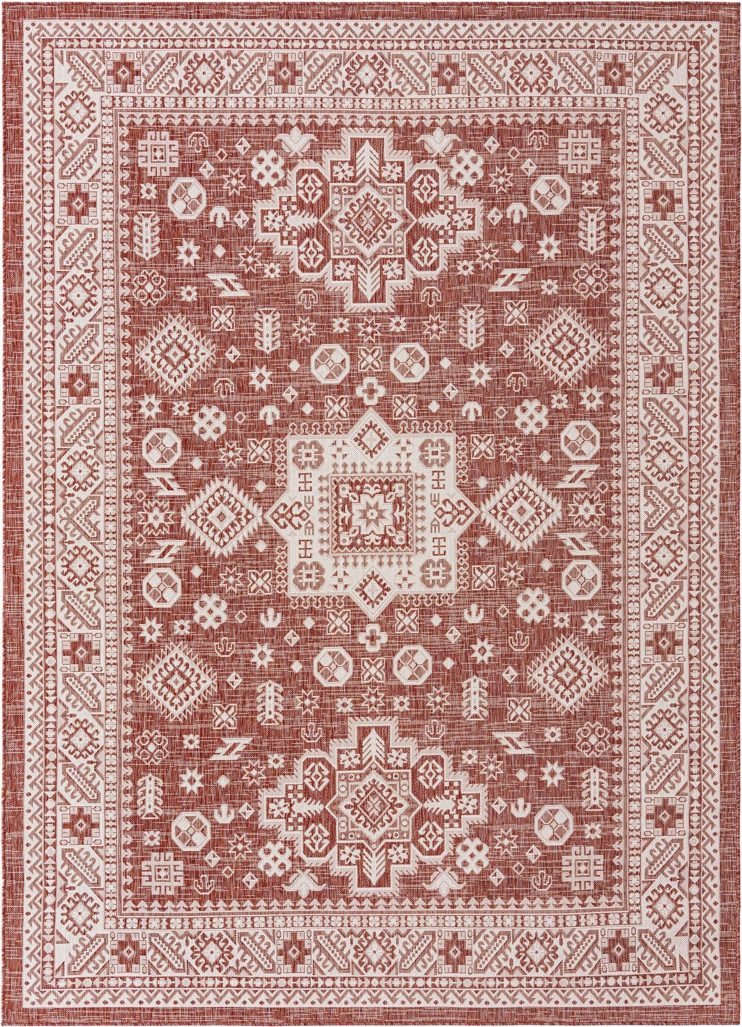  7' 10 x 11'  Washable Aztec Indoor / Outdoor Rug