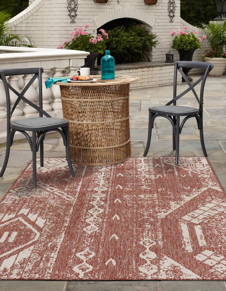 Detail image of  9' x 12'  Washable Bohemian Indoor / Outdoor Rug