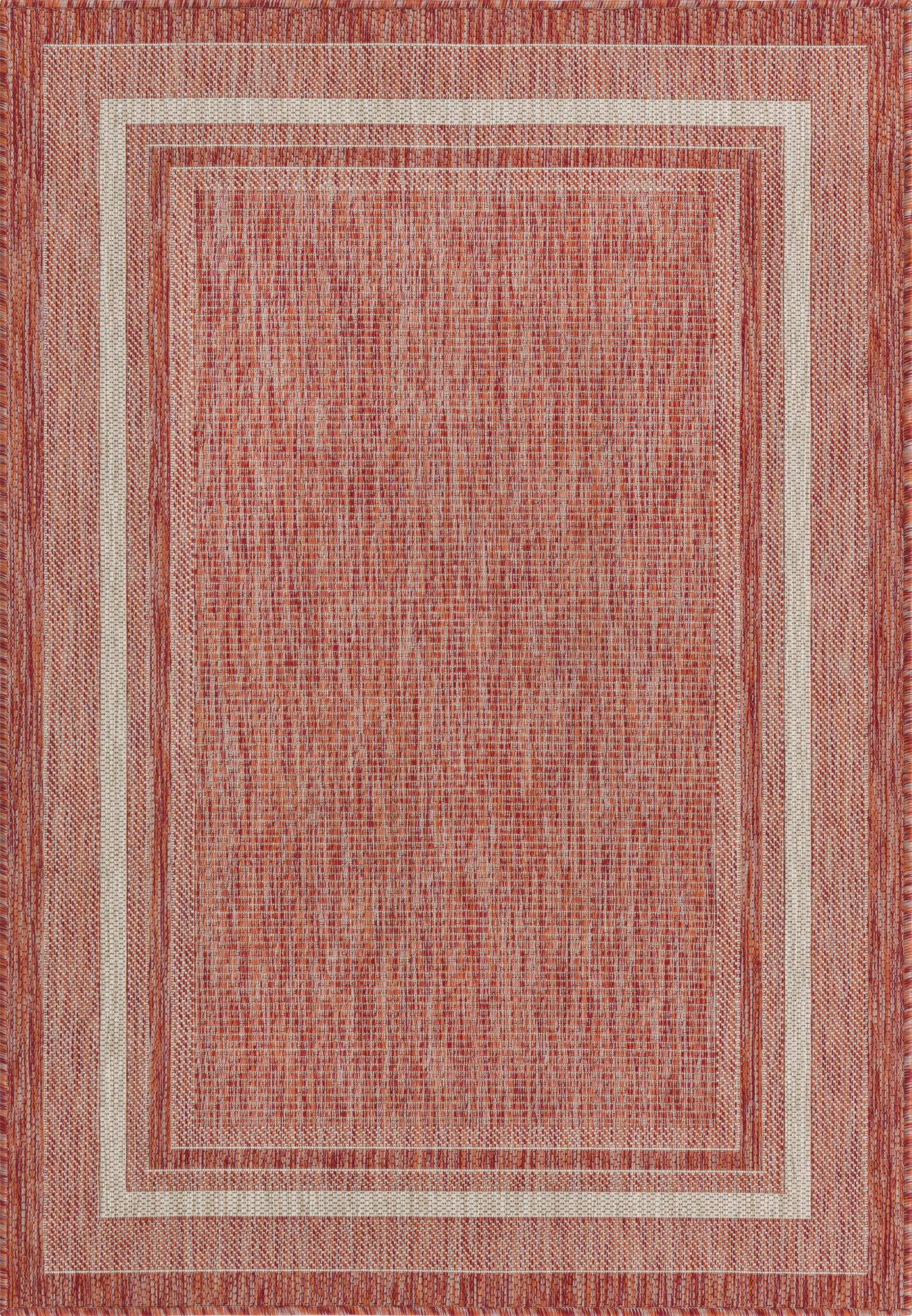 Rust Red 4' x 6' Washable Border Indoor / Outdoor Rug | Rugs.com