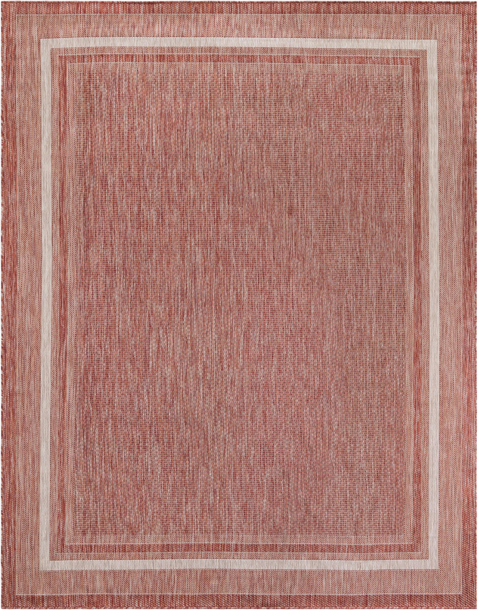 Rust Red 7' 10 x 10' Border Indoor / Outdoor Rug | Rugs.com