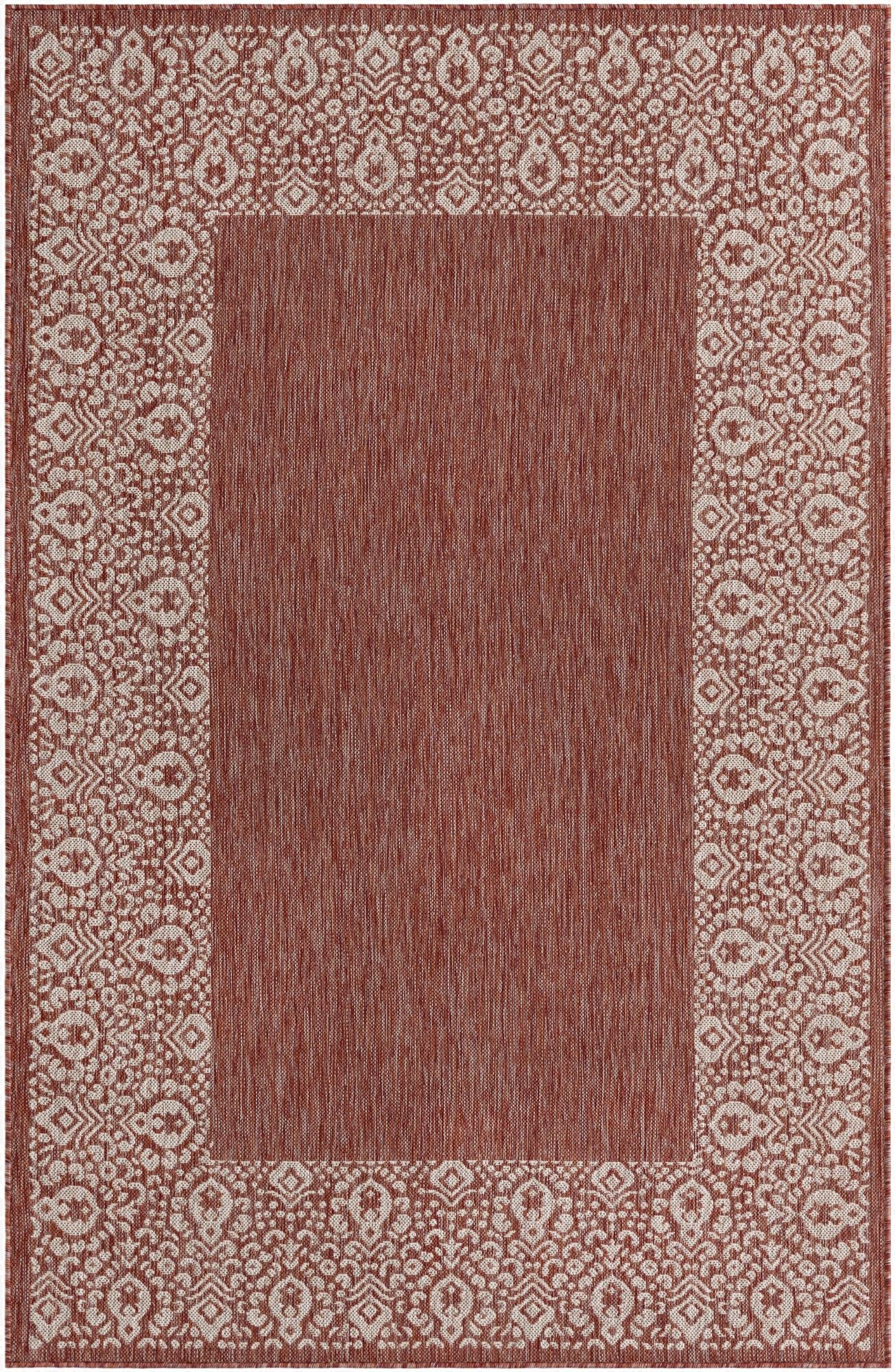  5' 3 x 8'  Washable Border Indoor / Outdoor Rug