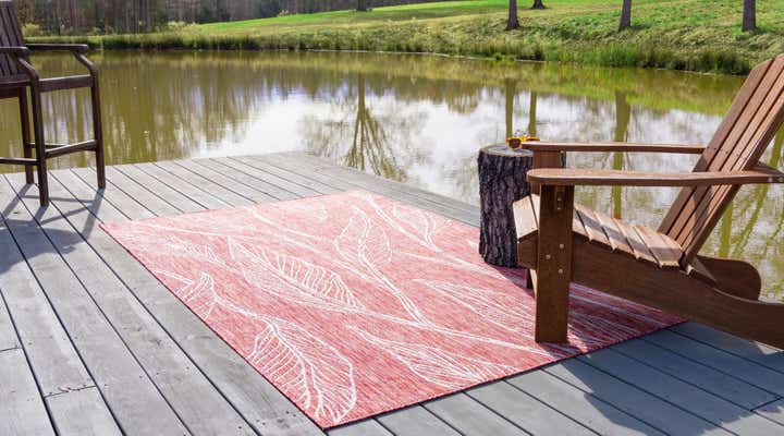 Rust Red 7' x 10' Botanical Indoor / Outdoor Rug | Rugs.com