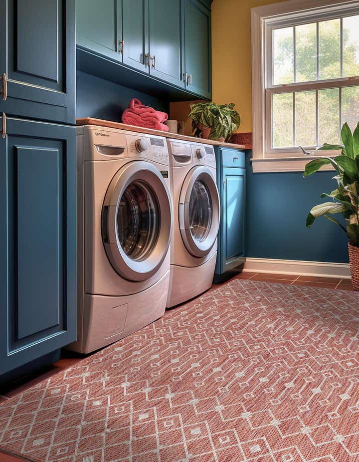 Rust Red 7' x 10' Lattice Indoor / Outdoor Rug | Rugs.com