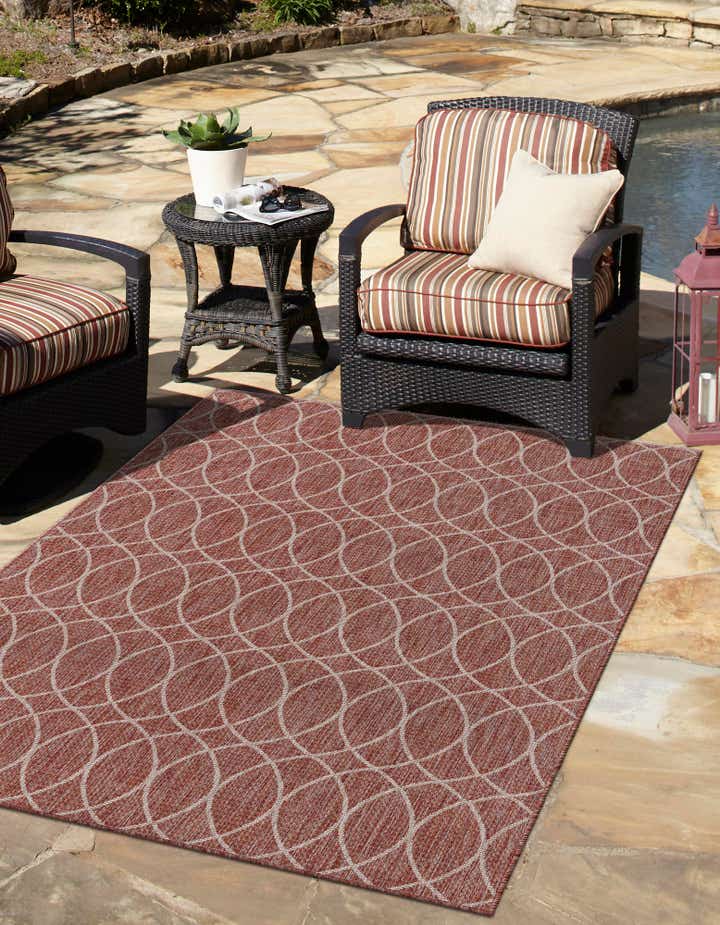 Rust Red 9' x 12' Lattice Indoor / Outdoor Rug | Rugs.com