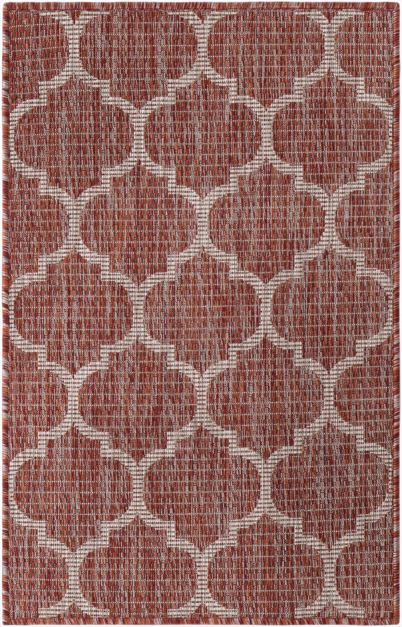  2' x 3' 1  Washable Lattice Indoor / Outdoor Rug