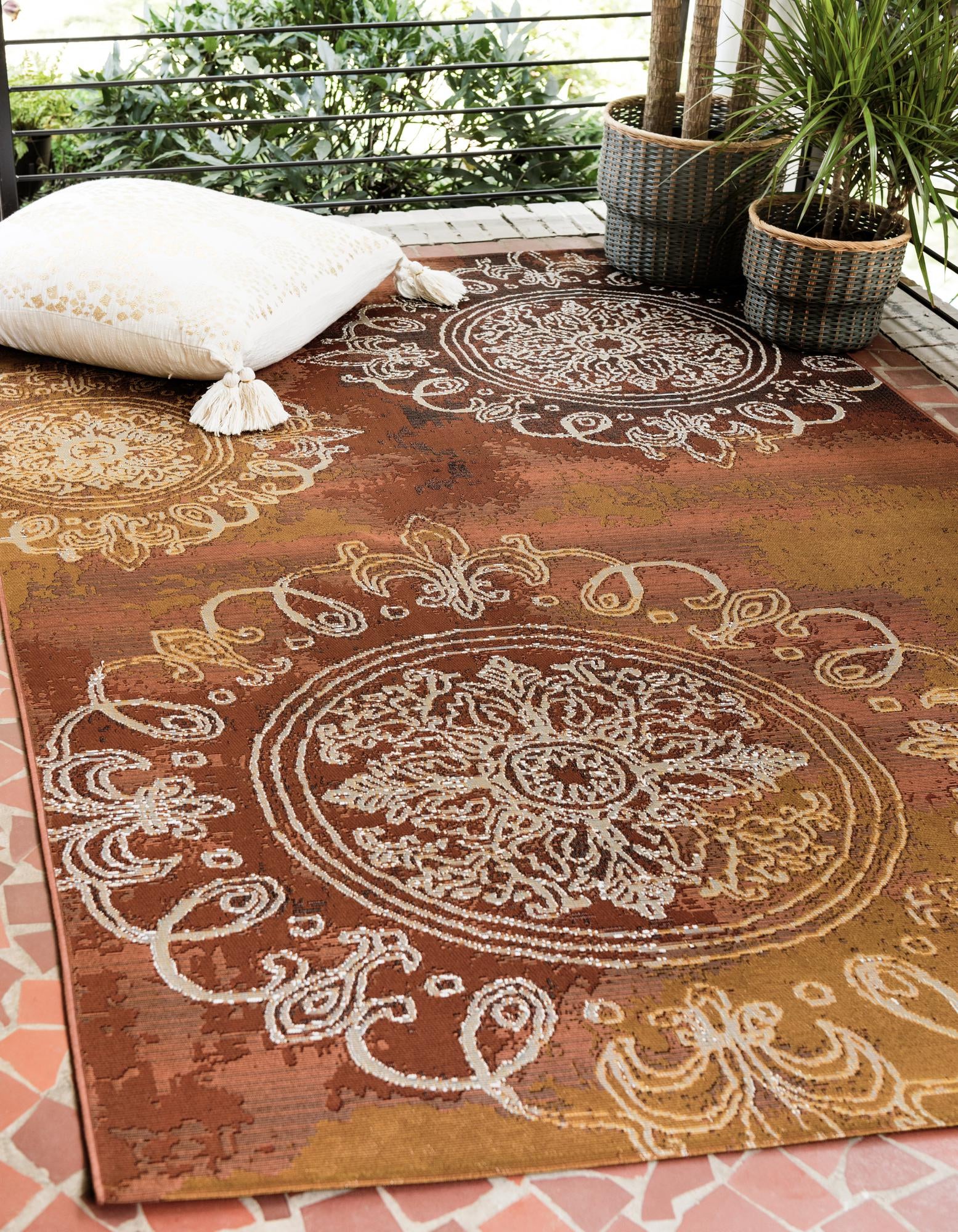 Rust Red 10' x 12' 2 Modern Indoor / Outdoor Rug | Rugs.com