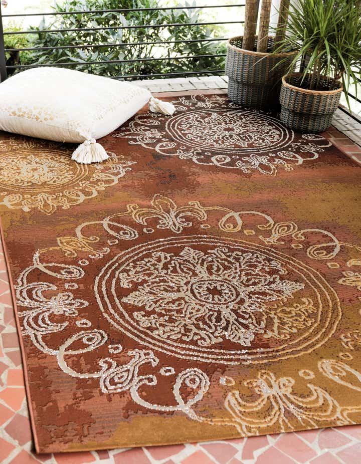 Rust Red 10' x 12' 2 Modern Indoor / Outdoor Rug | Rugs.com