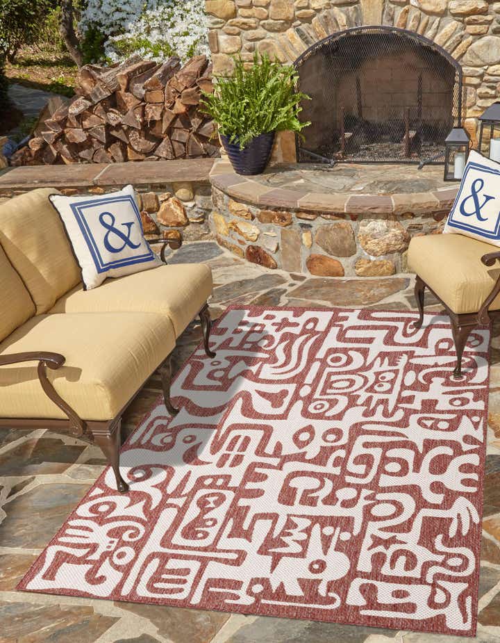 Rust Red 9' x 12' Modern Indoor / Outdoor Rug | Rugs.com