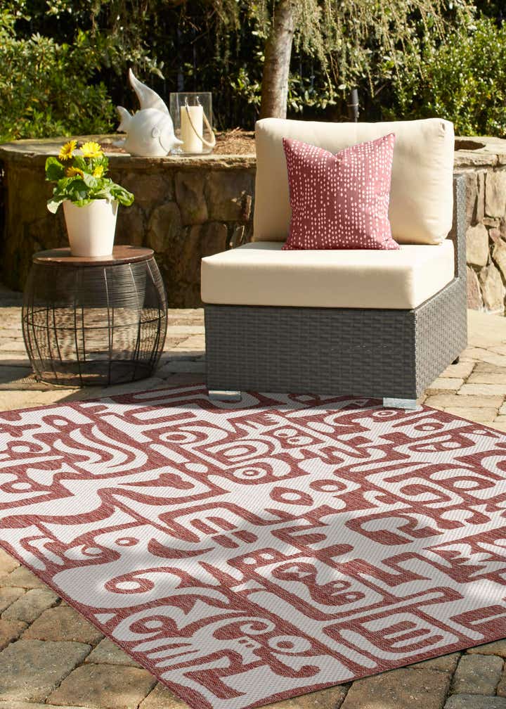 Rust Red 9' x 12' Modern Indoor / Outdoor Rug | Rugs.com