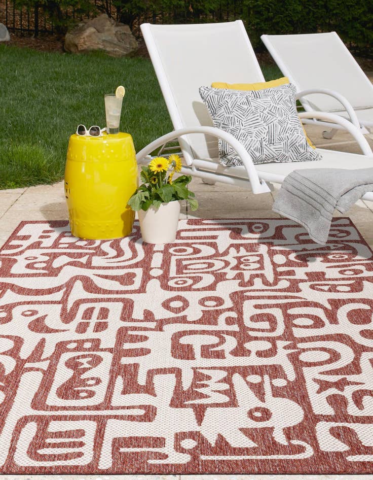 Detail image of  5' 3 x 8'  Washable Modern Indoor / Outdoor Rug