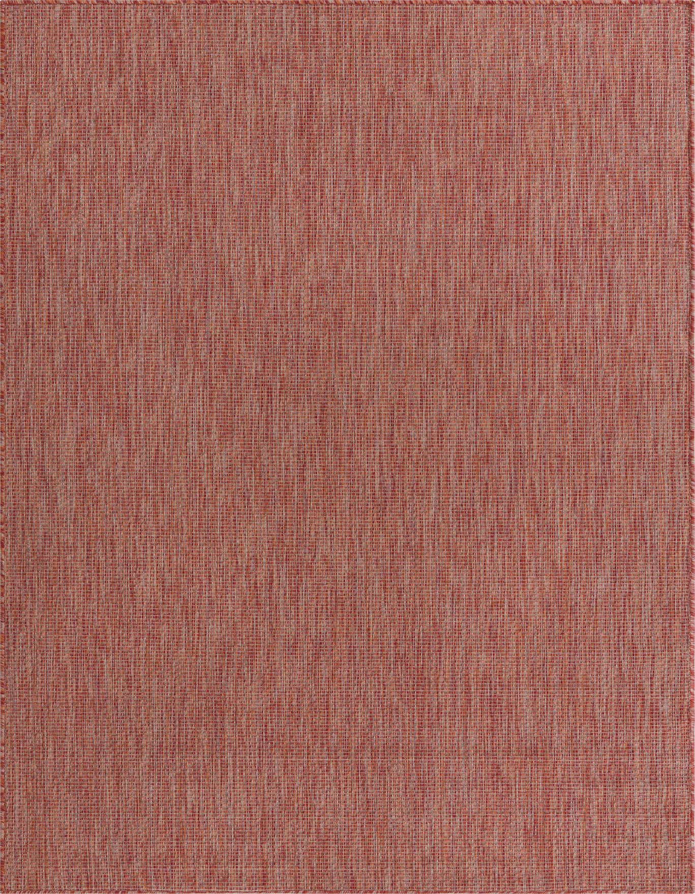 A 6x9 rectangular flatweave rug in a solid orange and red textured pattern, suitable for indoor or outdoor use.