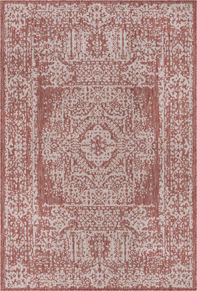 Rust Red 6' x 9' Traditional Indoor / Outdoor Rug | Rugs.com