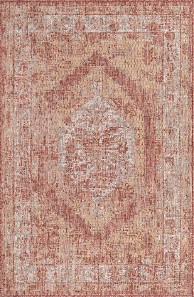 Rust Red 5' 3 x 7' 10 Traditional Indoor / Outdoor Rug | Rugs.com