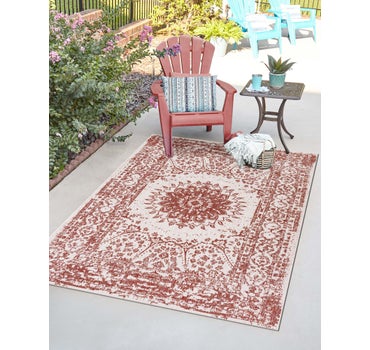 Rust Red 7' 10 x 10' Traditional Indoor / Outdoor Rug | Rugs.com