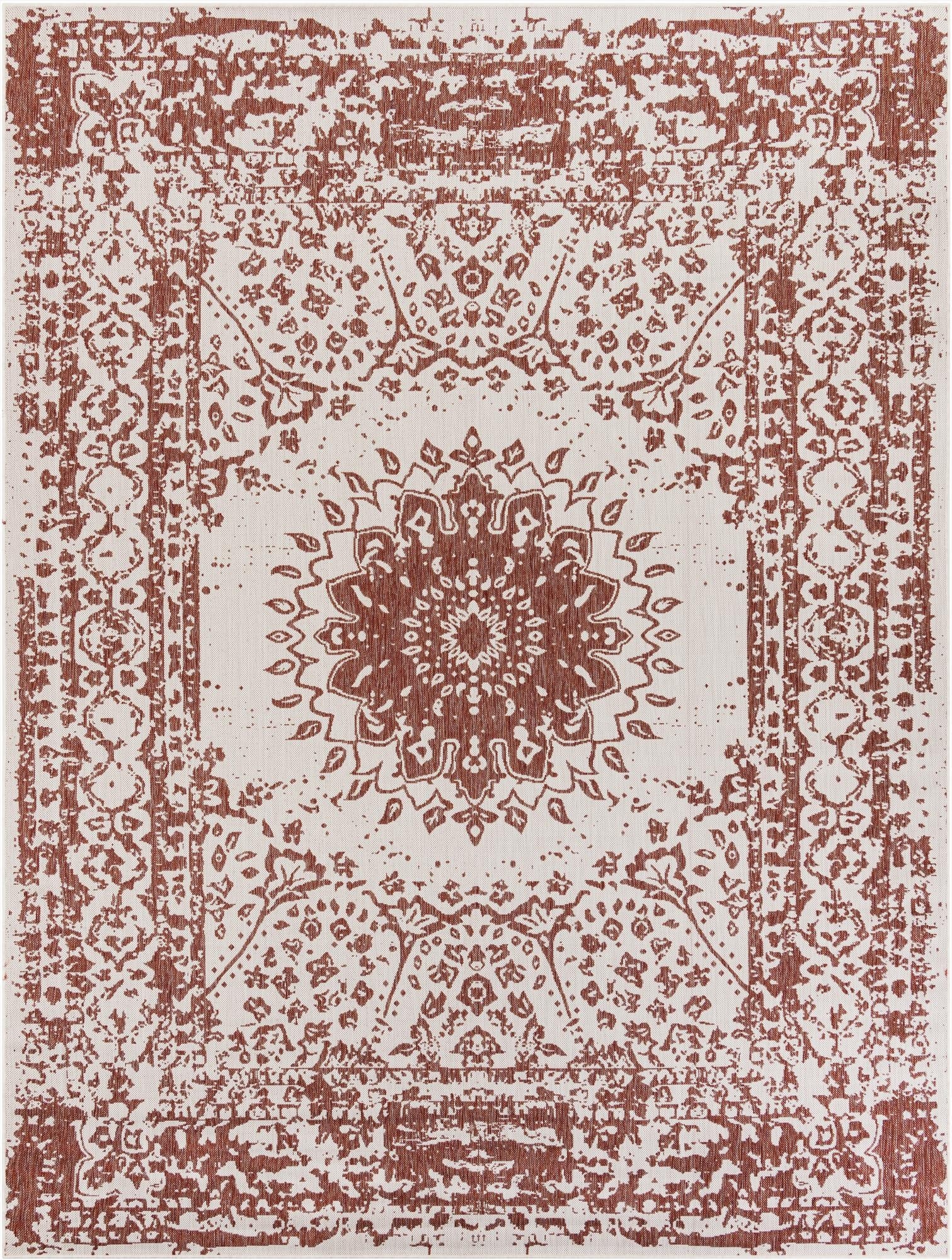  9' x 12'  Washable Traditional Indoor / Outdoor Rug