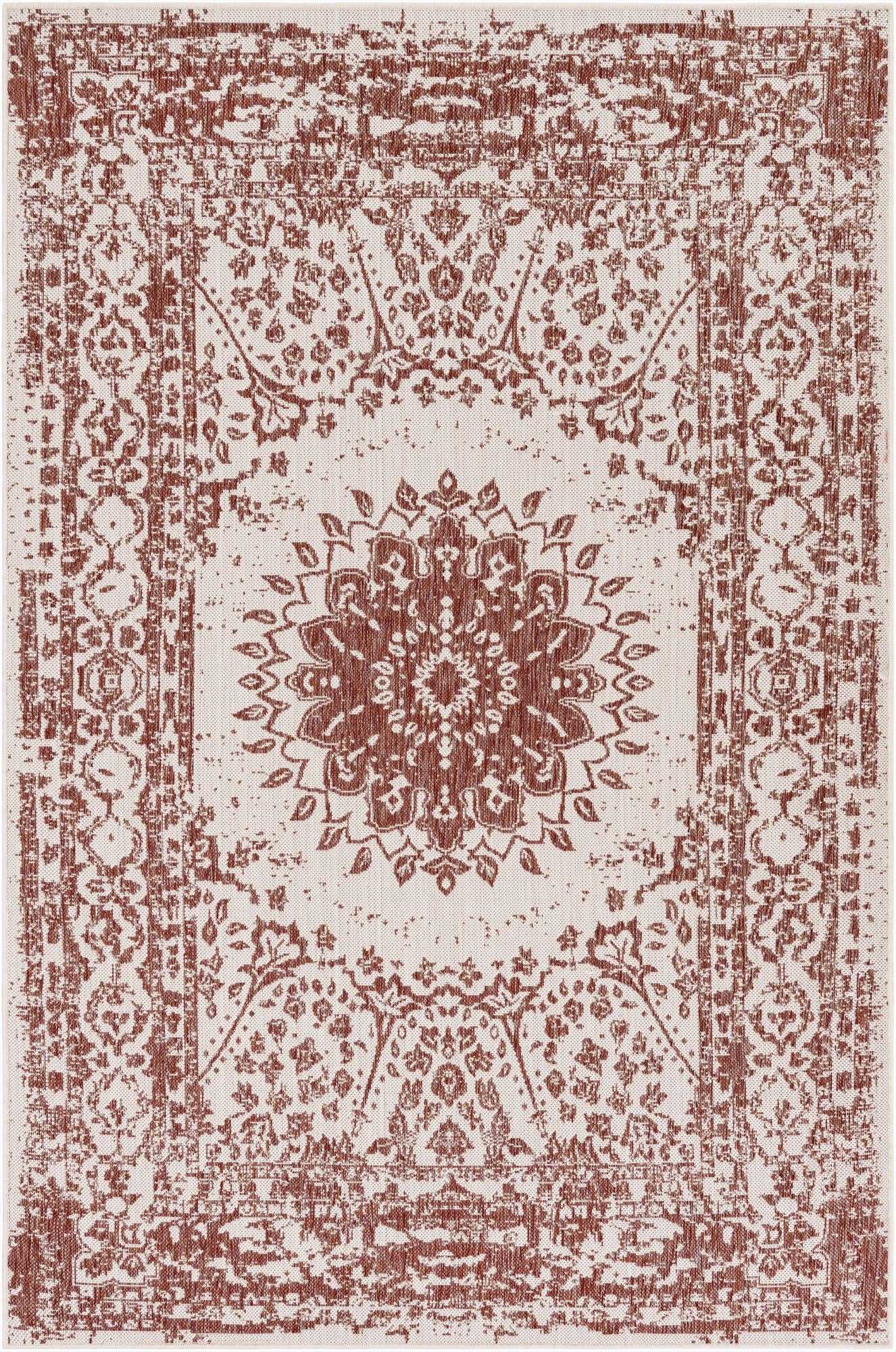  5' 3 x 8'  Washable Traditional Indoor / Outdoor Rug