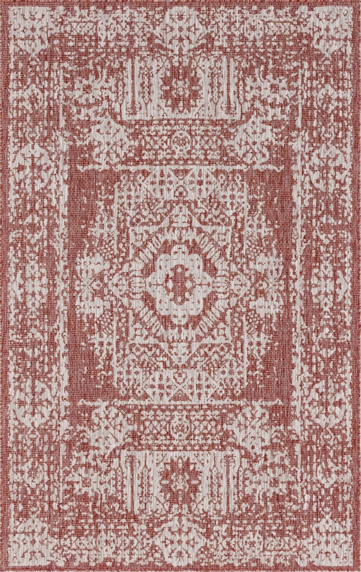  5' 3 x 8'  Washable Traditional Indoor / Outdoor Rug