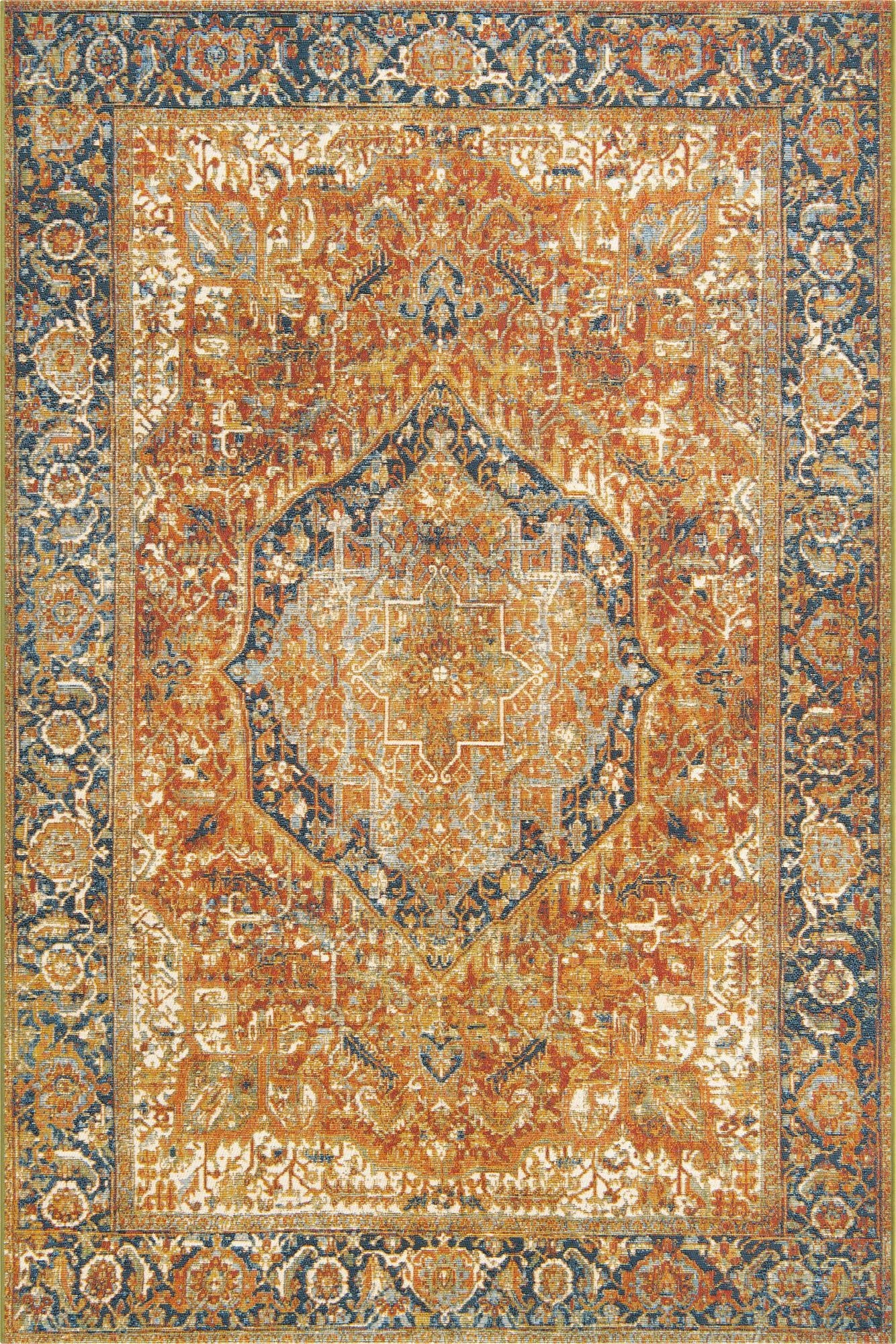  5' 3 x 8'  Washable Traditional Indoor / Outdoor Rug