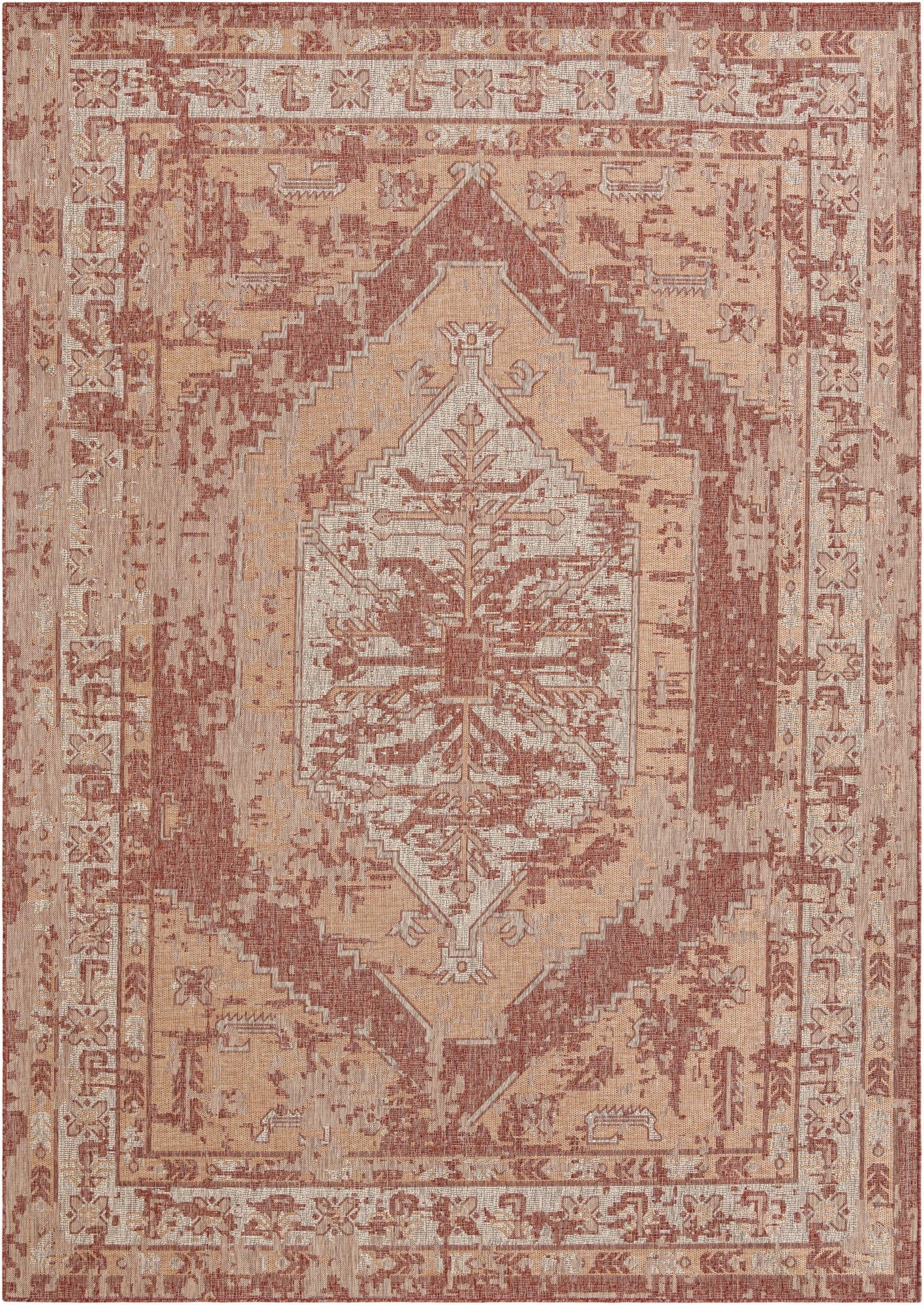  10' x 14'  Washable Traditional Indoor / Outdoor Rug