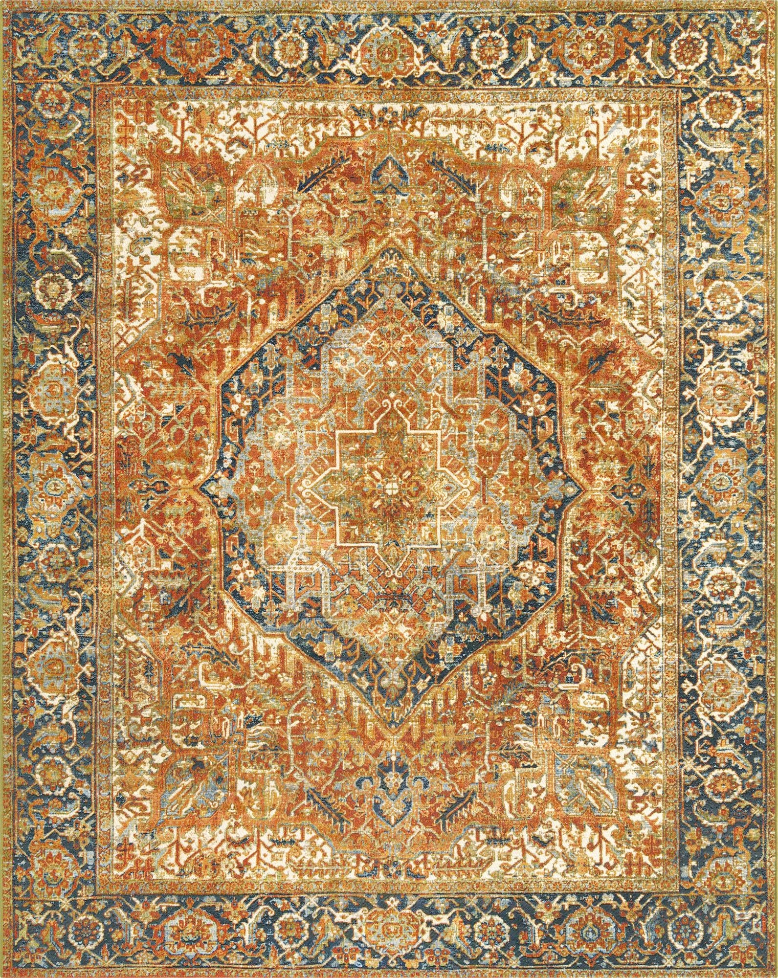  7' 10 x 10'  Washable Traditional Indoor / Outdoor Rug