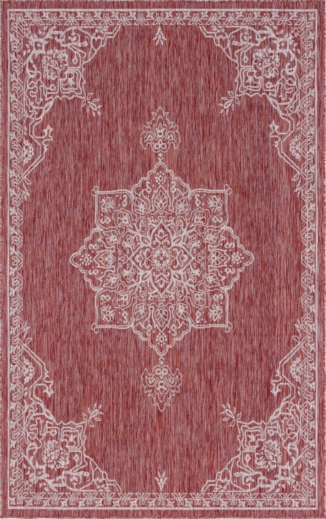  5' 3 x 8'  Washable Traditional Indoor / Outdoor Rug