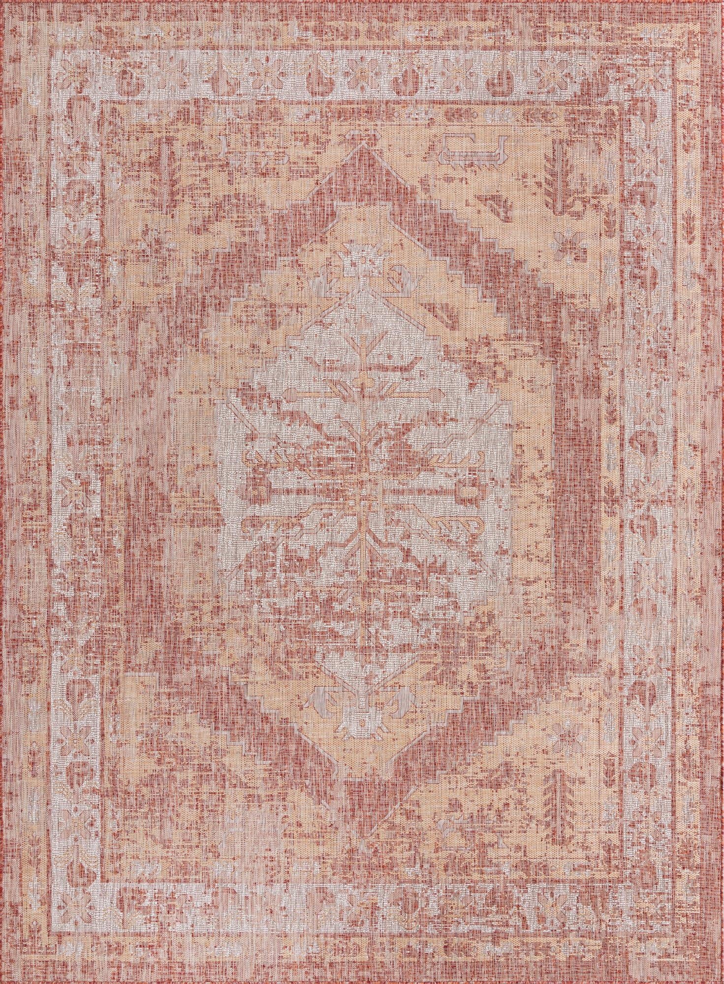  9' x 12'  Washable Traditional Indoor / Outdoor Rug