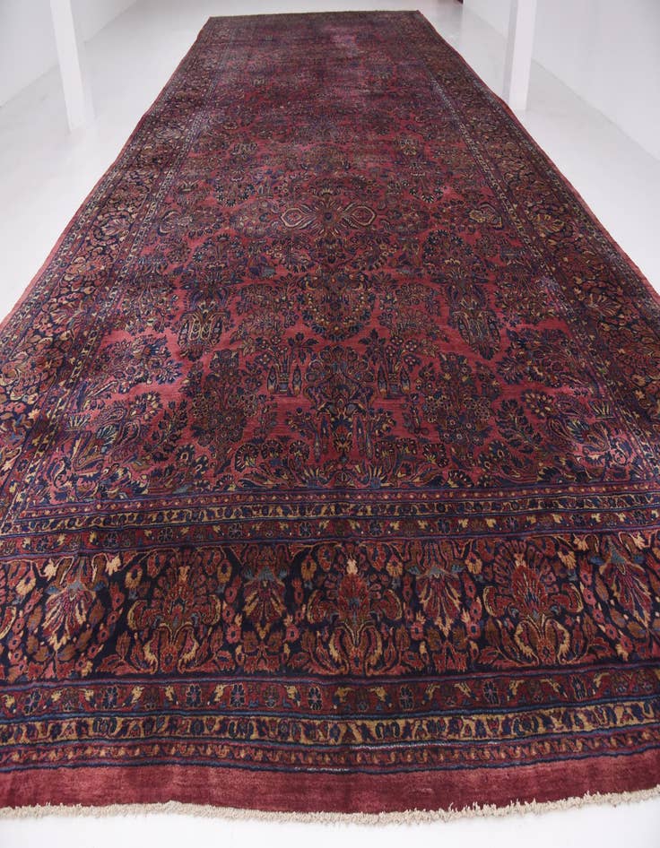 Detail image of  13' 6 x 29' 2  Hand Knotted Sarough Persian Wool Rug