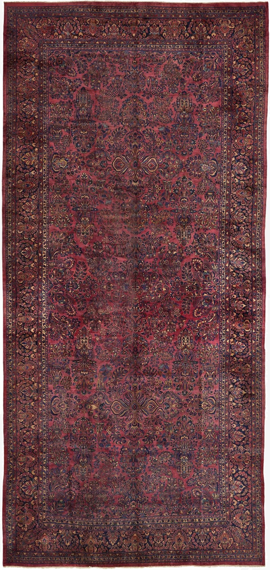  13' 6 x 29' 2  Hand Knotted Sarough Persian Wool Rug
