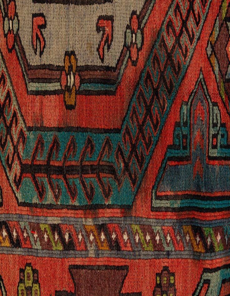 Detail image of  6' 1 x 10' 5  Hand Knotted Sumak Wool Rug