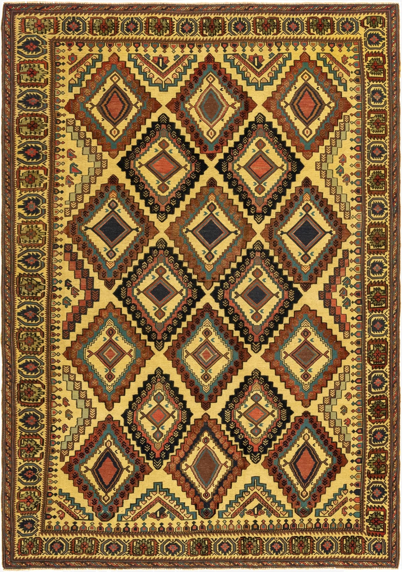  6' 8 x 9' 6  Hand Knotted Sumak Wool Rug