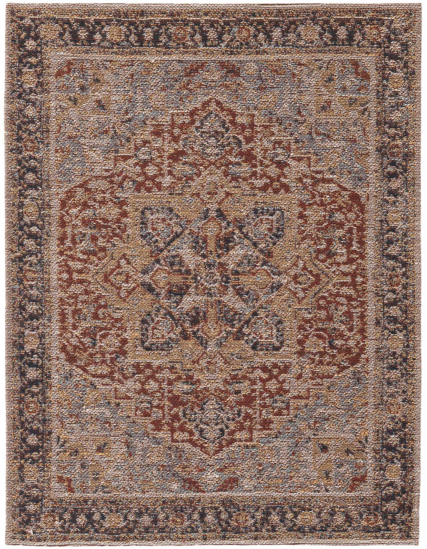A 2x3 rectangular Rugs.com Timeles rug with a traditional Oriental medallion pattern in shades of orange, red, and brown.