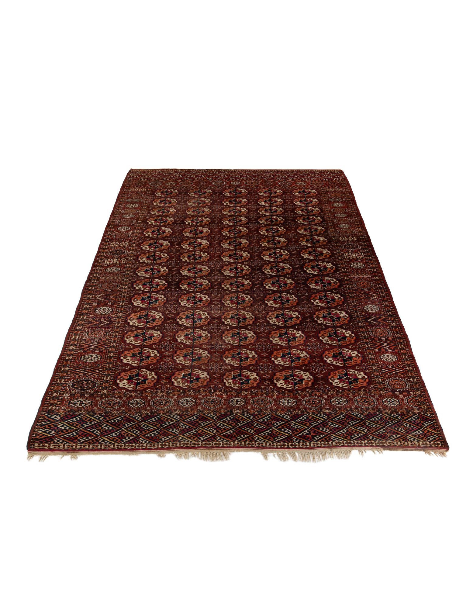 Rust Red 7' 6 x 10' 4 Hand Knotted Torkaman Wool Rug