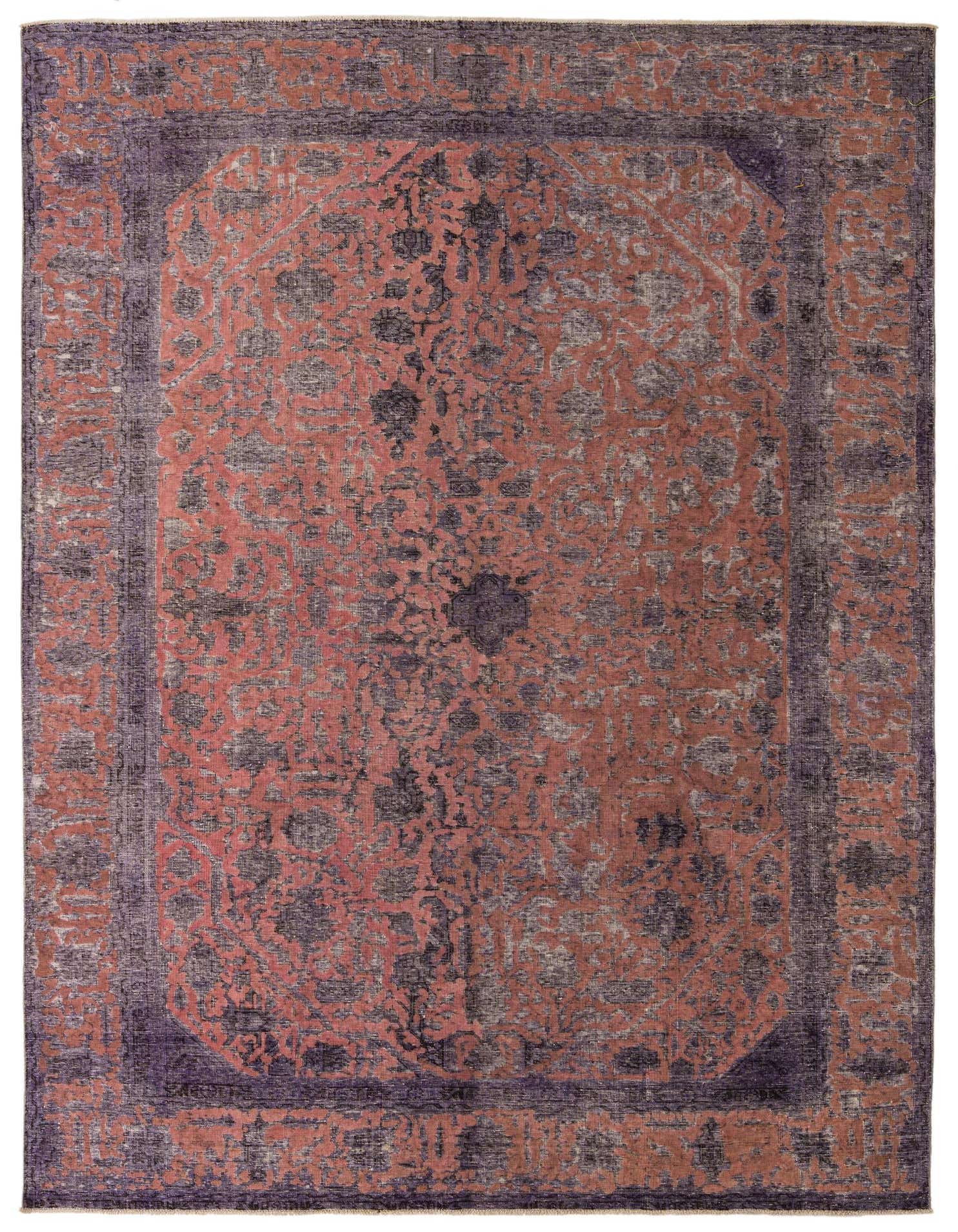 A 9x12 rectangular Ultra Vintage rug featuring a faded Persian medallion pattern in distressed oranges, reds, and deep purples.