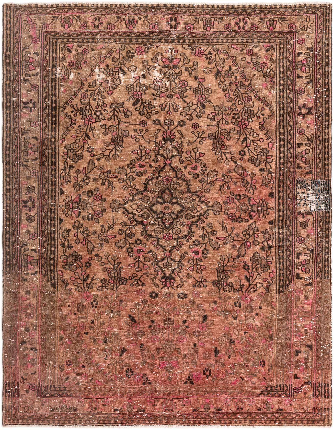 A rectangular 7x10 Ultra Vintage rug featuring a faded Persian medallion pattern in oranges, reds, and browns.