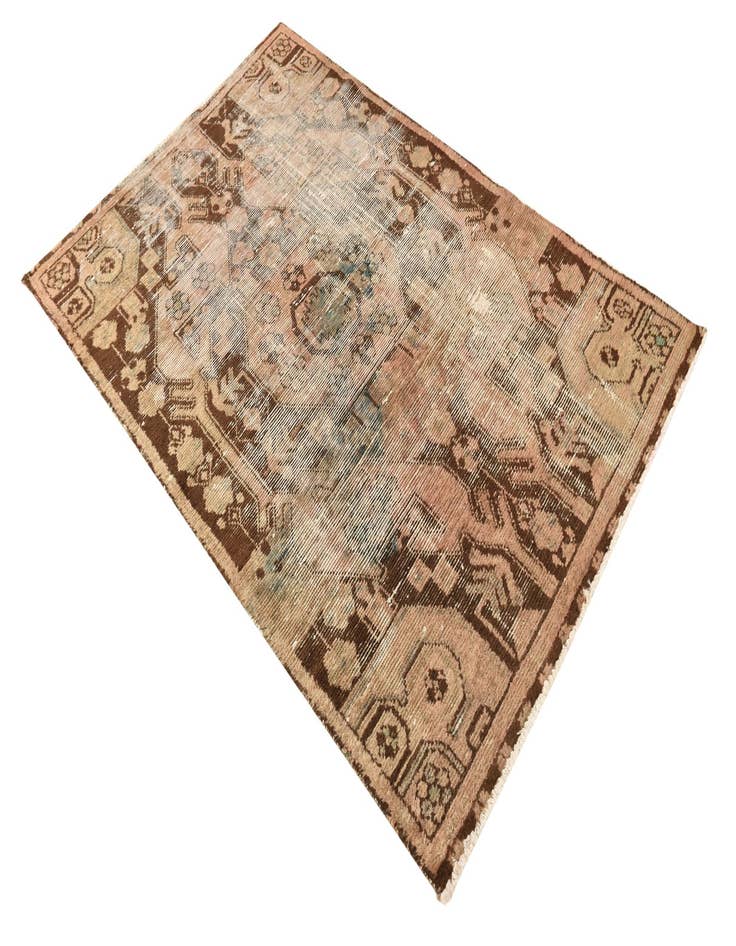 Detail image of  3' 7 x 5' 8  Hand Knotted Ultra Vintage Persian Wool Rug