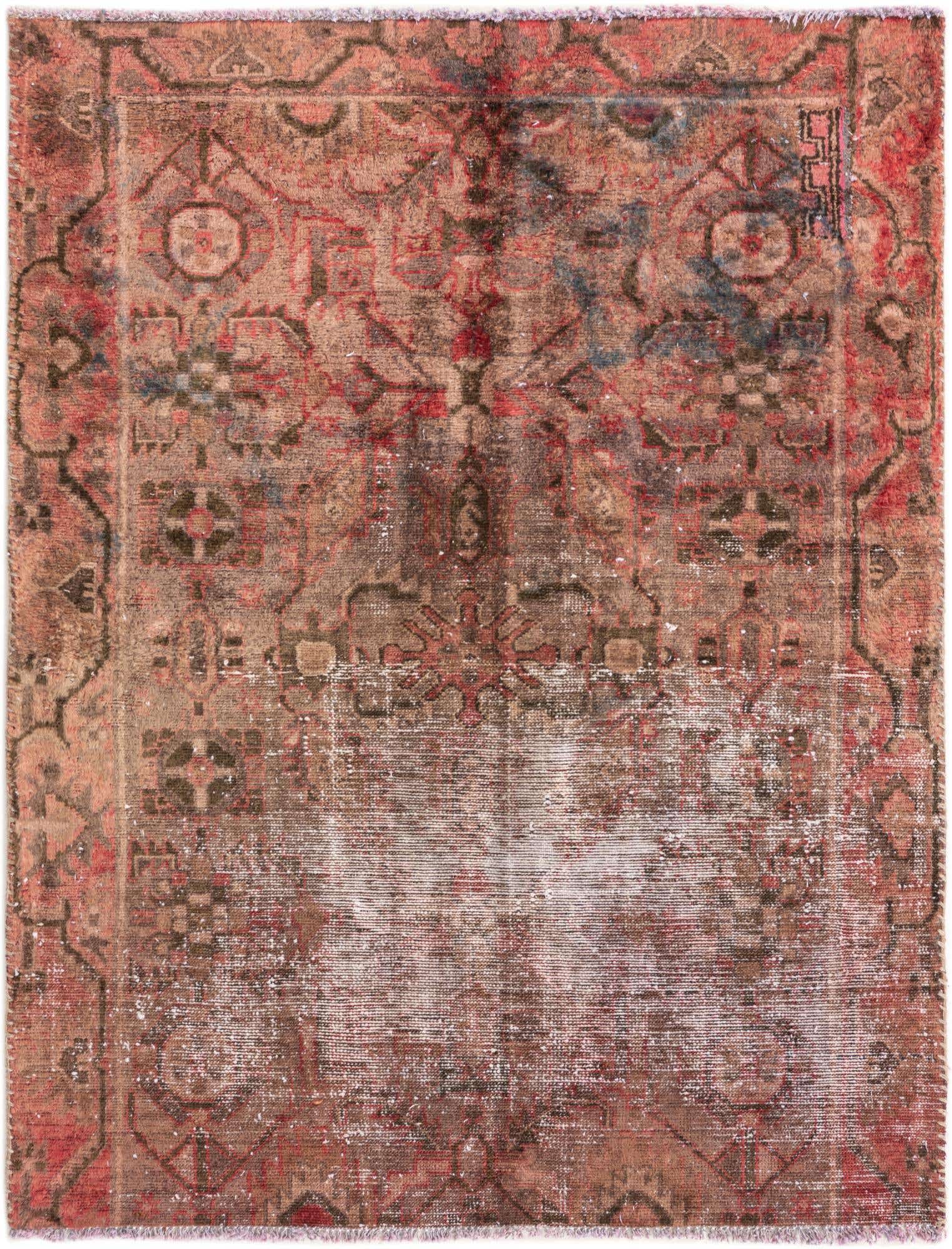 A 3x5 rectangular Ultra Vintage Persian rug in distressed oranges and reds, featuring a faded medallion pattern.
