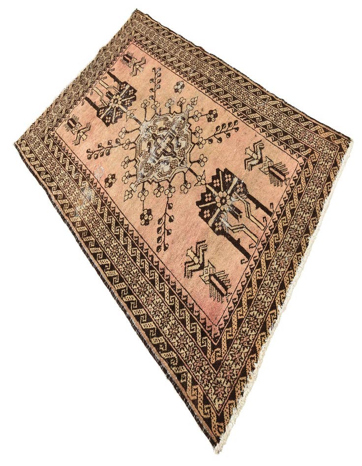 Detail image of  4' x 6' 4  Hand Knotted Ultra Vintage Persian Wool Rug